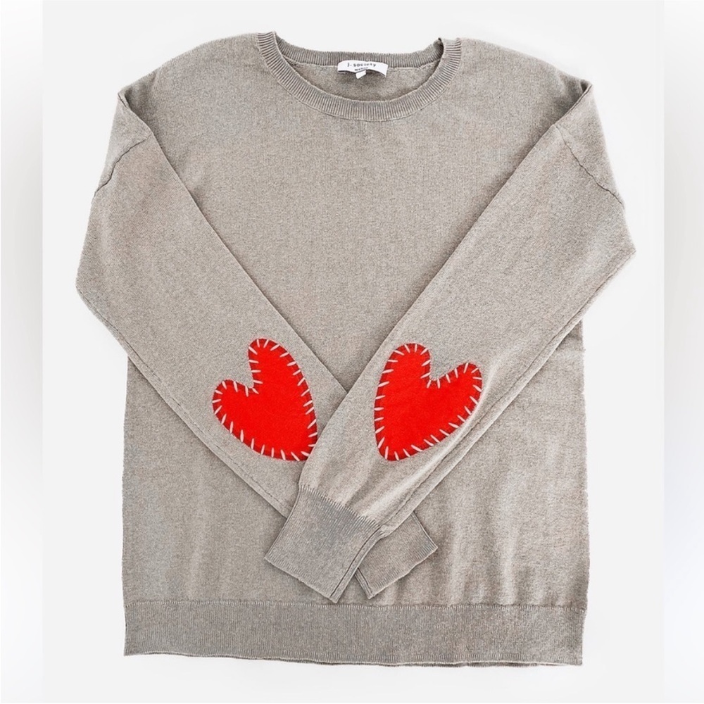 J Society New York Beige Hearts Cotton Knit Sweater S Valentine’s Day